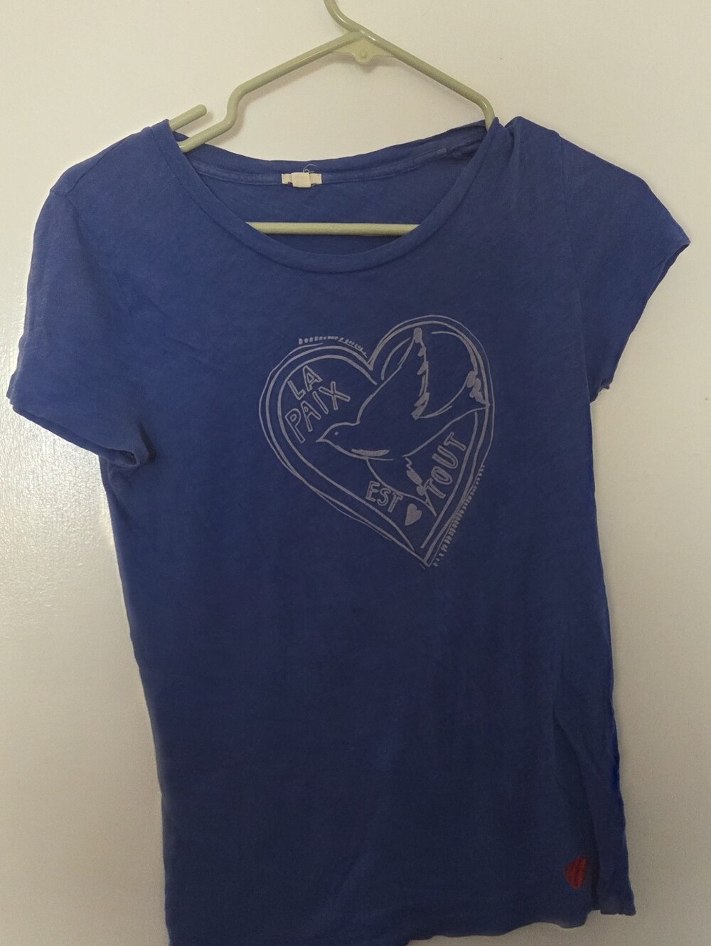 J.Crew "La Paix Est Tout" Graphic T-Shirt - Blue - Size XS